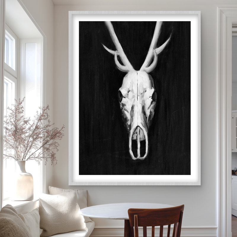 Crâne de cerf imprimé - Décoration rustique | Art encadré mat