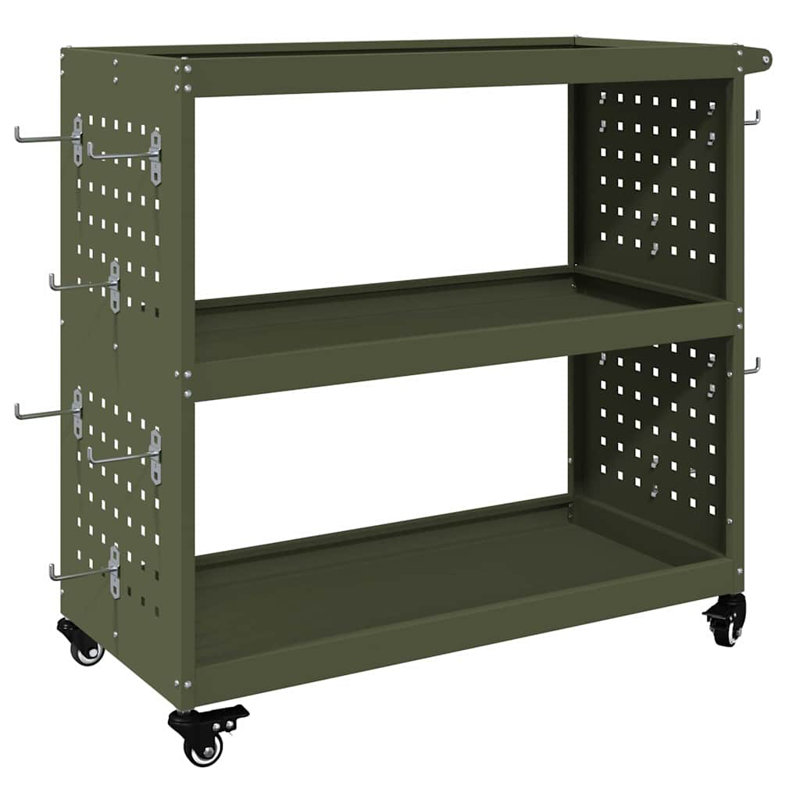 Tool Trolley With Shelf 75 X 35 X 73 Cm Cold-Rolded Steel, Olive Green