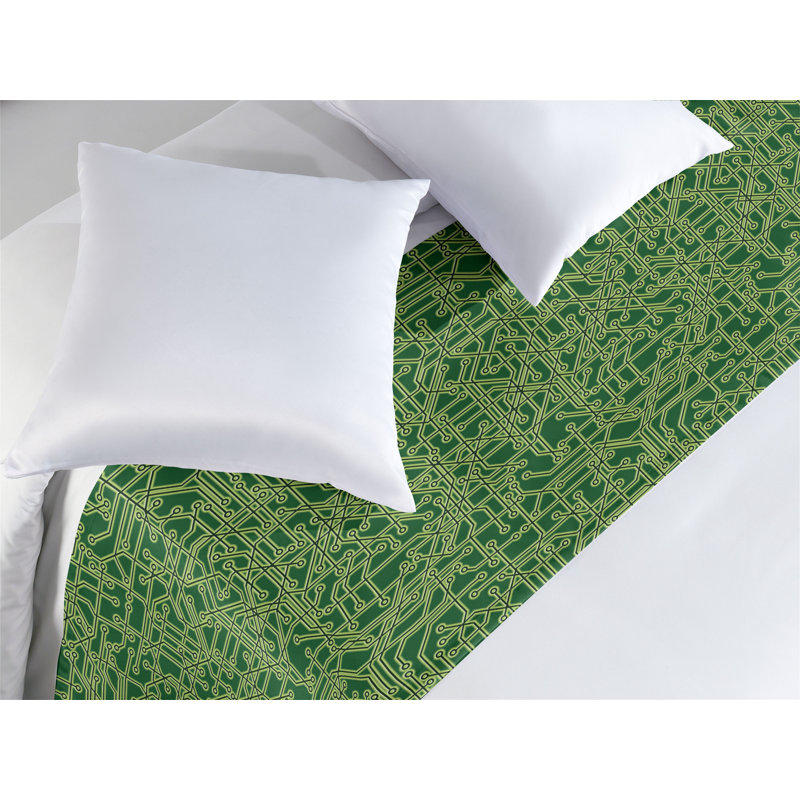 Chemin de lit abstrait vert Ambesonne, Très grand lit