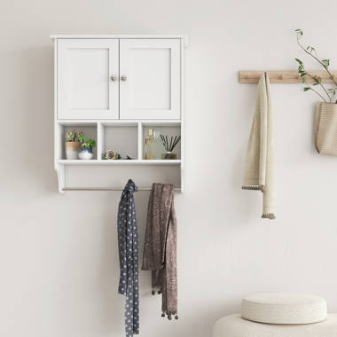 White Slatted Bathroom Wall Shelf - AEWholesale