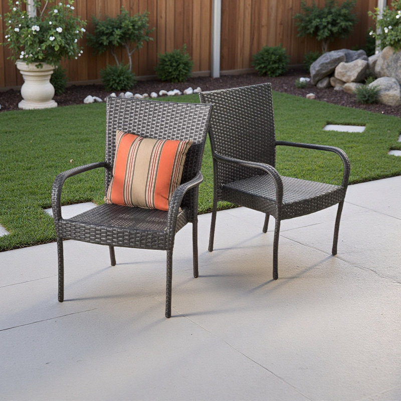 PE WICKER STACKING CHAIR 2Pcs