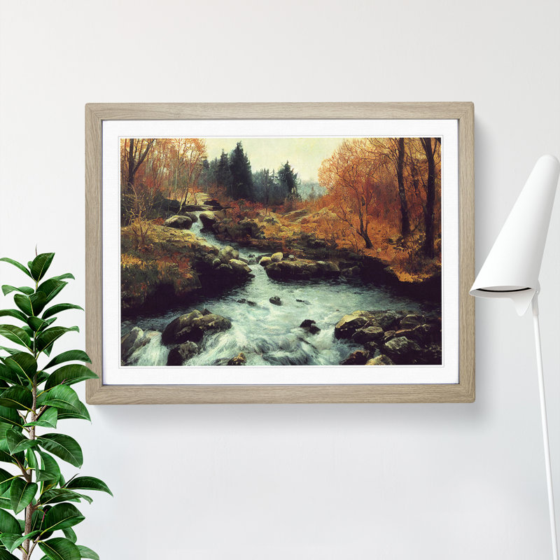 Desirable Forest Stream - Single Picture Frame Painting, Oak, 25cm H x 34cm W x 2cm D