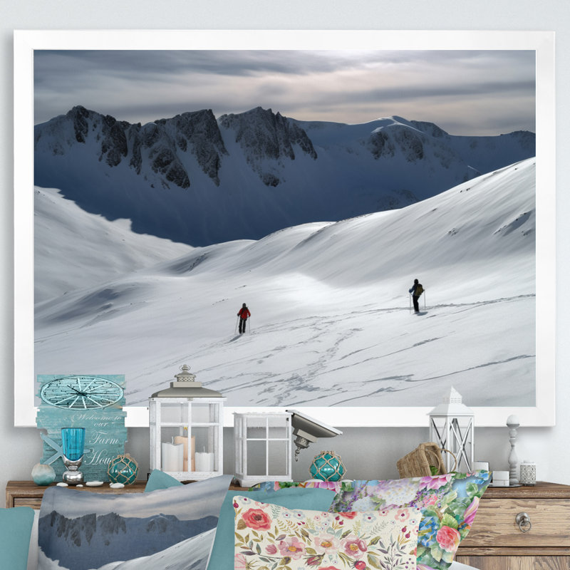 Winter Mountain Top III - paysages, impressions sur toile, Cadre simple blanc, H 12 po x l 20 po x P 1 po
