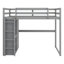 Lit mezzanine double avec lumière DEL, cadre de lit mezzanine en bois avec tablettes de rangement et garde-robe-412329241