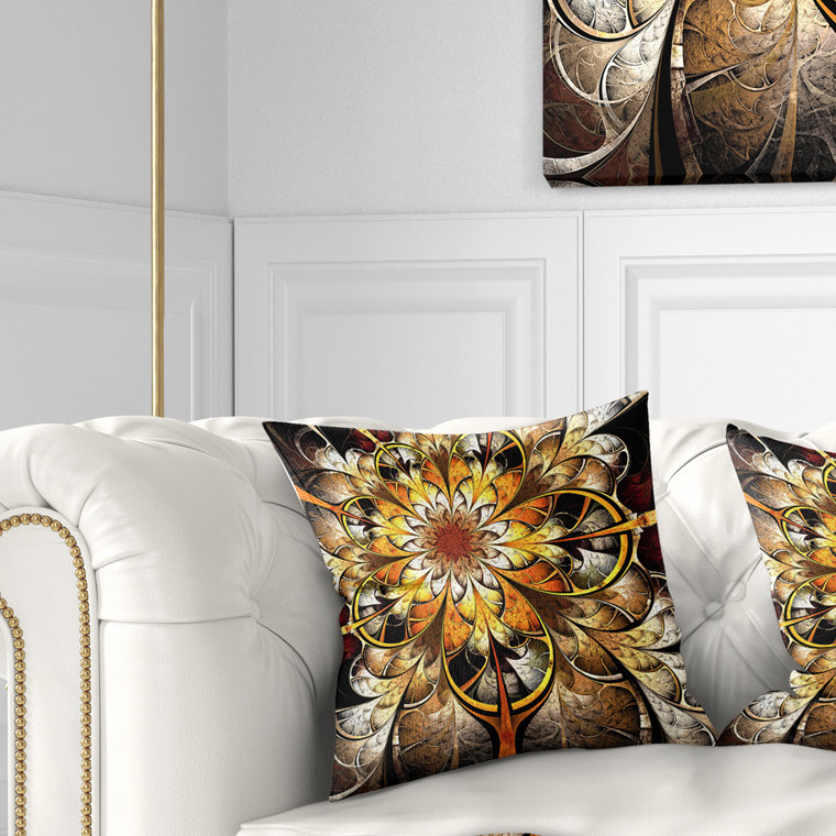 Coussin floral fractal, 16 po x 1 po, Coussin décoratif