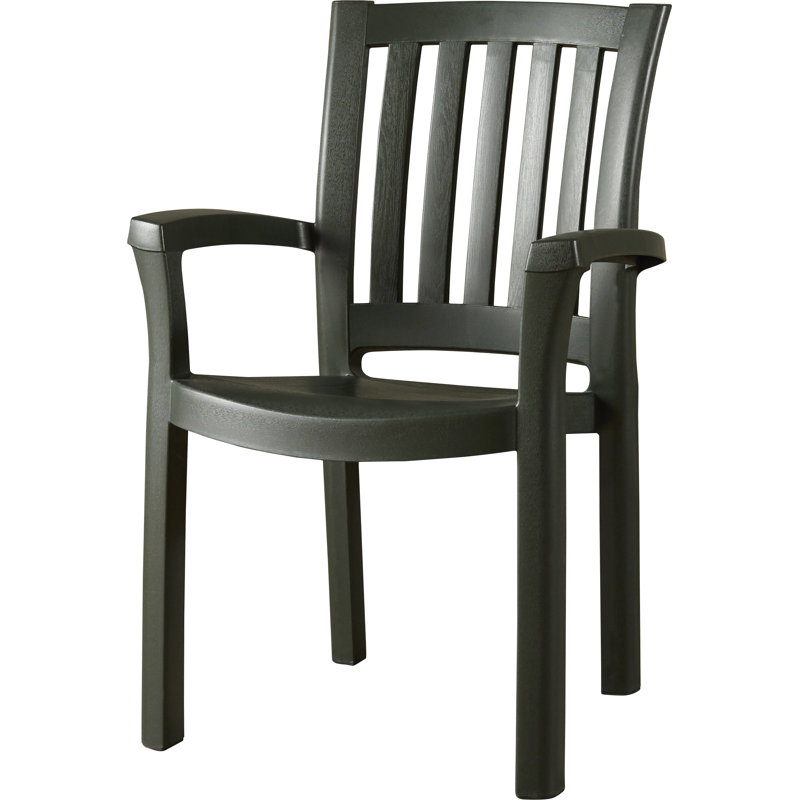 Fauteuil de salle à manger empilable Accomac, vert