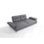 Canapé convertible en cuir gris clair 89 po et coussins décoratifs avec pieds argentés