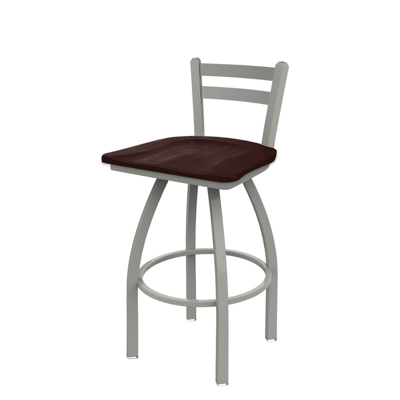 Tabouret de bar et de comptoir 411 Jackie, Nickel anodisé, Bois - Érable cerisier foncé