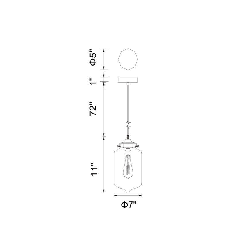 Luminaire suspendu géométrique 1 lumière Deshawn, Transparent
