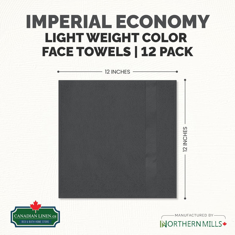 Ensemble de 12 débarbouillettes en coton Imperial, Gris foncé