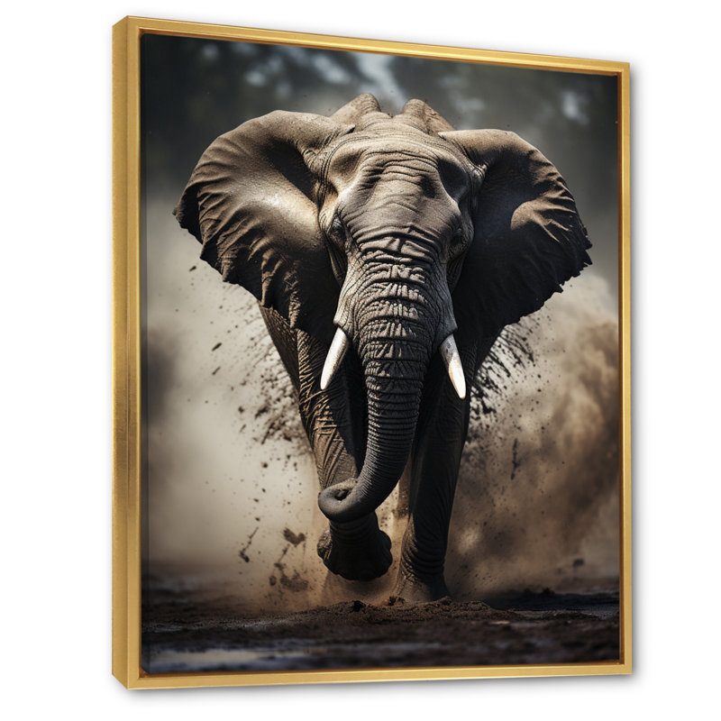Éléphant Banwari Glimmers of Grace - imprimé, H 20 po x l 12 po x P 1 po, Cadre flottant doré