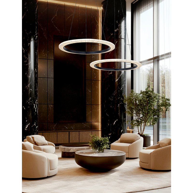Textile - Luminaire suspendu en tissu lin lin crème Medallo , H 33,25 po x l 42 po x P 42 po