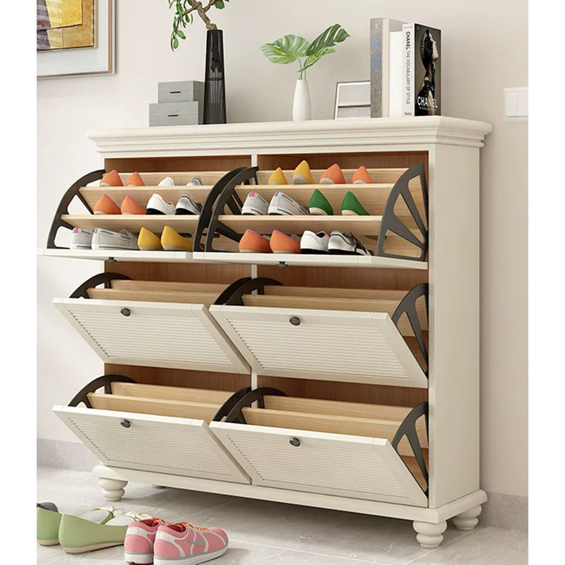 Meuble de rangement ventilé à persiennes en bois d'ingénierie à grande capacité avec rangement pour présentoir plat