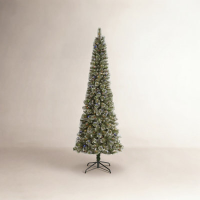 Leilonie Flocked Pre-Lit Pine Christmas Tree