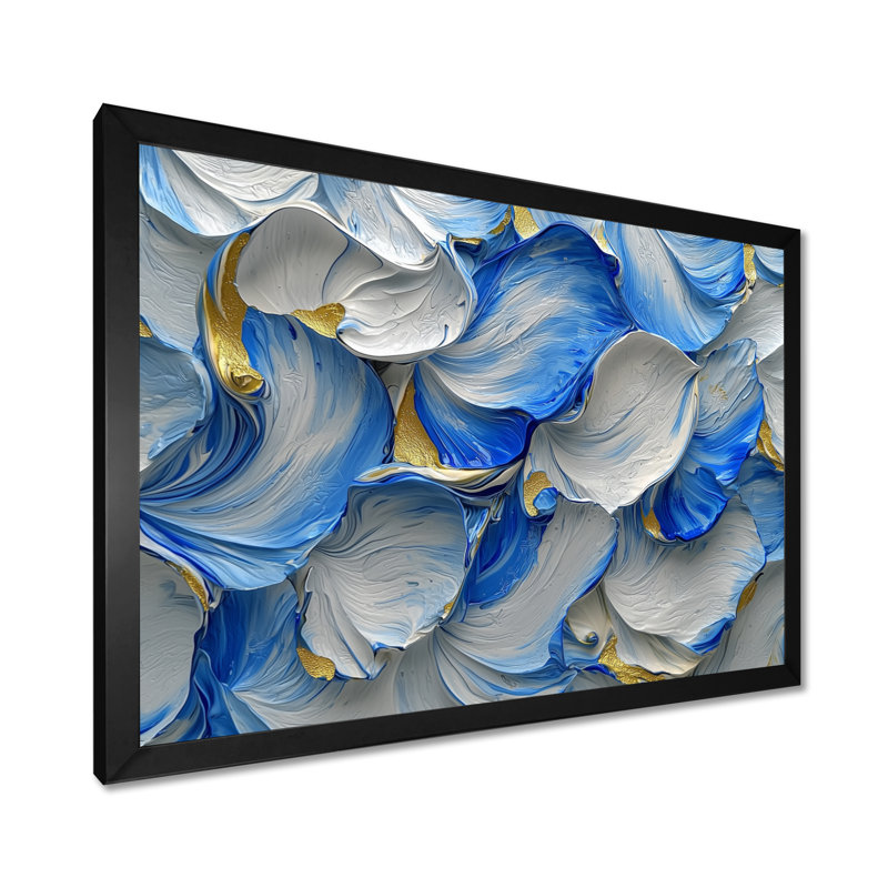 Océan bleu délicat pétales de fleurs II - fleurs, art mural, H 34 po x l 44 po, Reproduction encadrée d'une seule photo