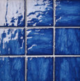 3.75"x3.75" Square Ocean Blue Polished Rippled Surface Porcelain Pool Mosaic
