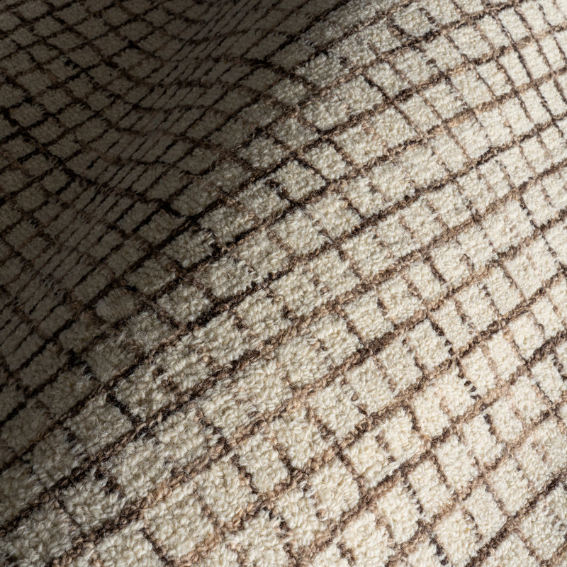 Cream Hand-Tufted Wool Round Area Rug, 8'