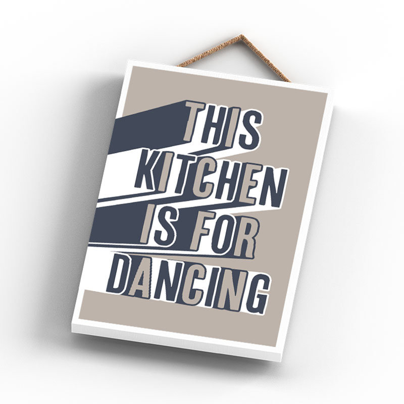 Vivid Squid Wholesale This Kitchen Is For Dancing - No Frame Print on Wood, 18.5cm H x 12cm W x 0.9cm D, Beige/Blue/White
