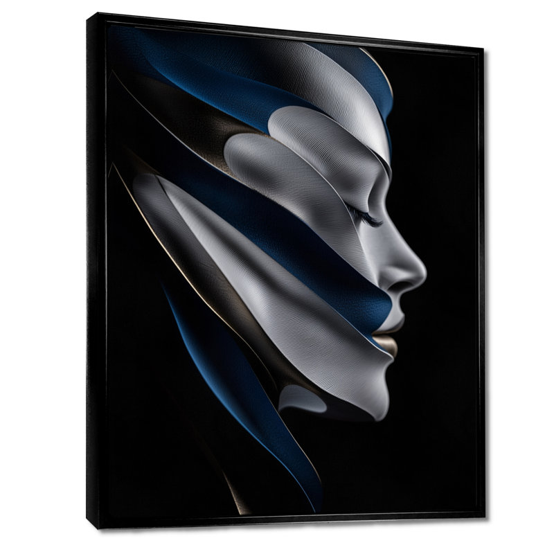 «Brooker Aqua and Balck Polygonal Beauty», femme encadrée, Noir, Reproduction encadrée sans passe-partout, H 20 po x l 12 po