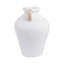 Grand vase décoratif avec poignée en rotin pour la maison - Vase à fleurs contemporain pour décoration de table, de salon ou de vestibule - 17 po, blanc