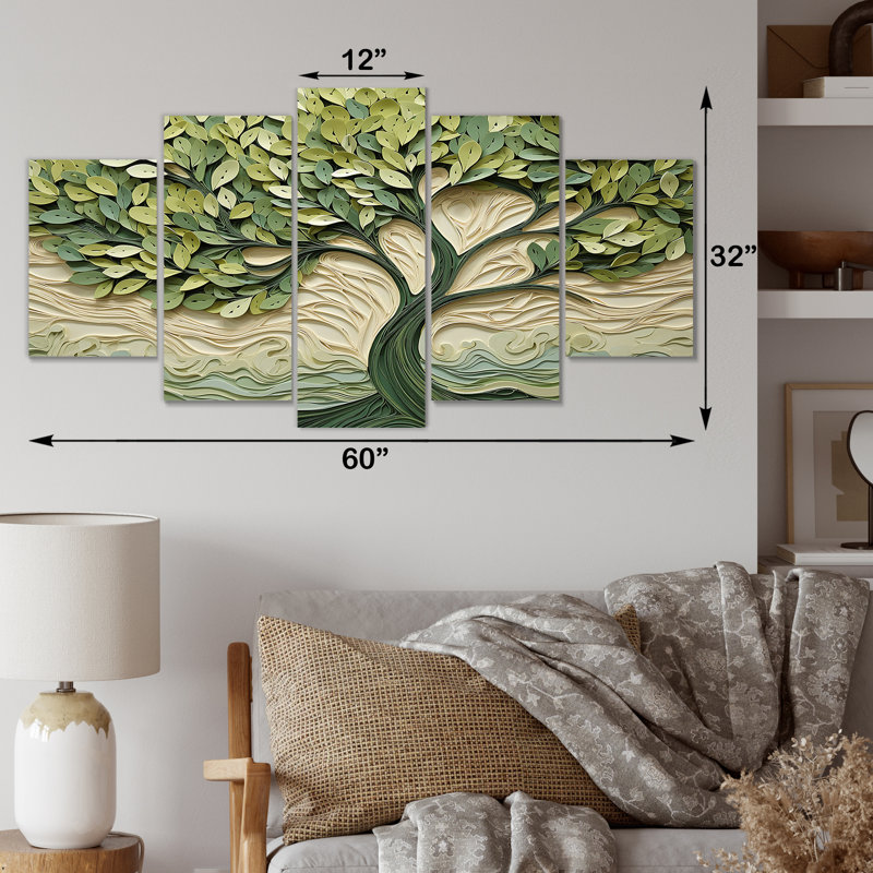 «Tree American Basswood Collage III», art mural multi-panneaux