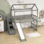 Lit mezzanine simple en bois avec glissoire et rangement-1428589121