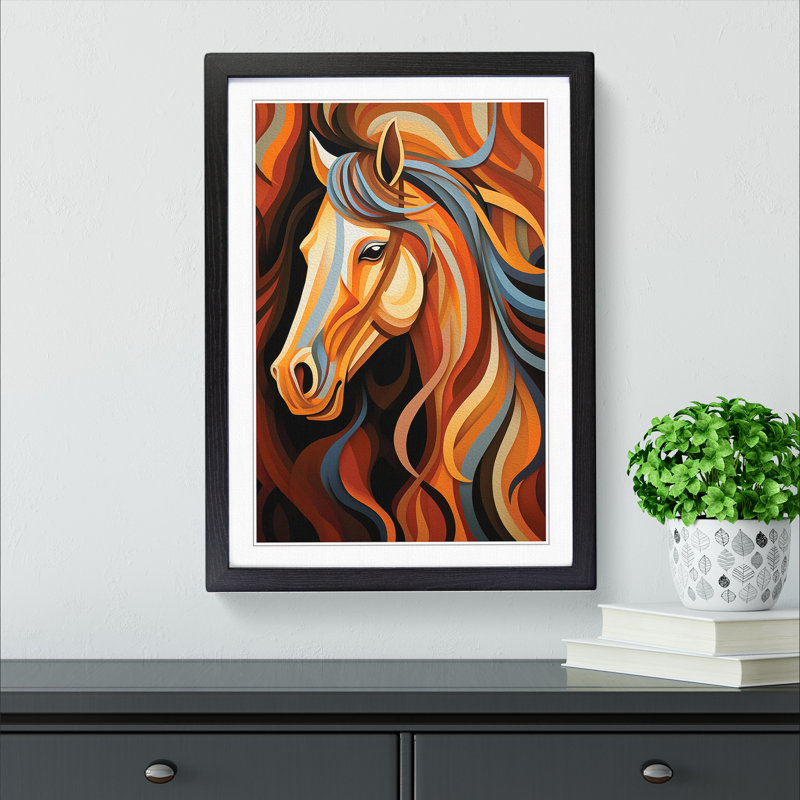 Horse Op - Single Picture Frame Print on Wood, Black Framed, 64cm H x 46cm W x 2cm D