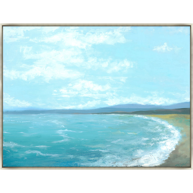 «Sky Blue Water» par Mark Sargent - peinture sur toile, H 37,5 po x l 49,5 po x P 1,5 po, Couche de verre