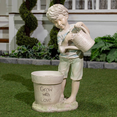 Boy with Watering Can Planter Statue