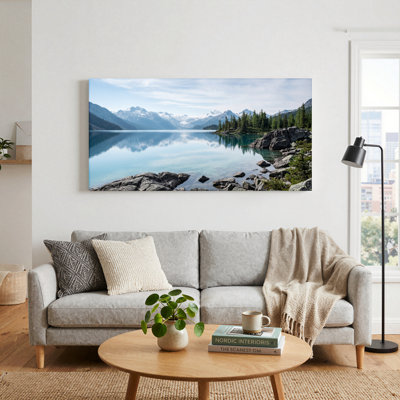Ensemble de 1 tableau sur toile représentant un lac de montagne