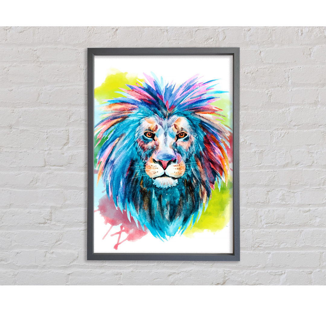 Blue Mained Lion - Einzelner Bilderrahmen Kunstdrucke auf Leinwand