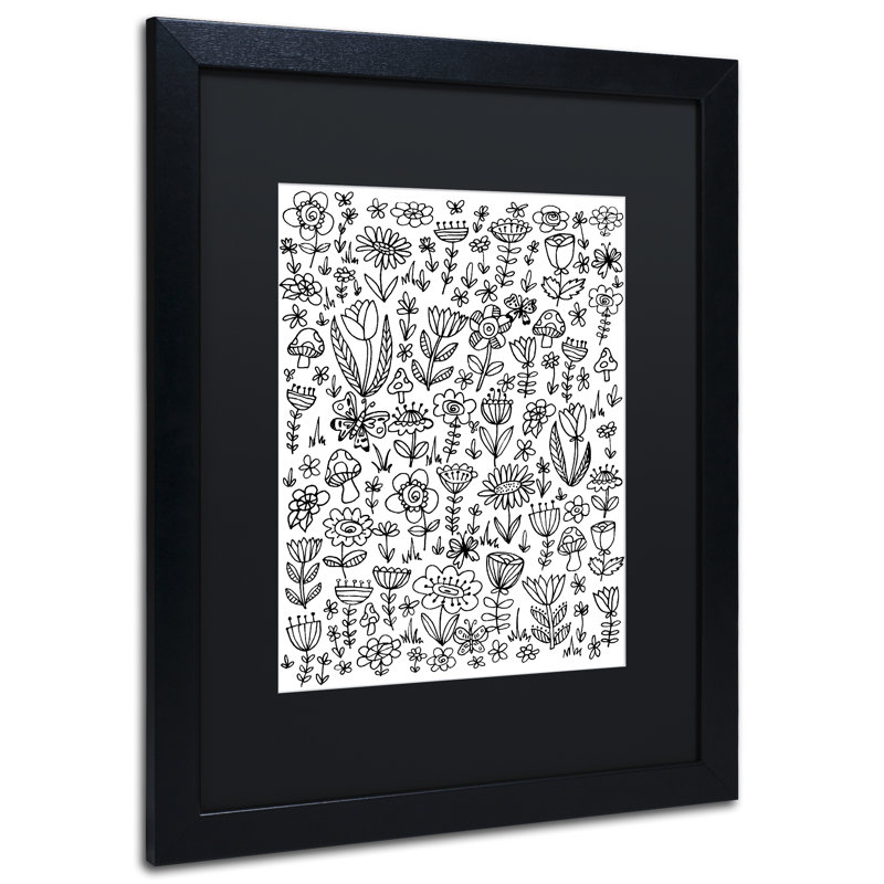 Arzel «Small Flowers», impression encadrée, H 20 po x l 16 po x P 0,5 po, Noir