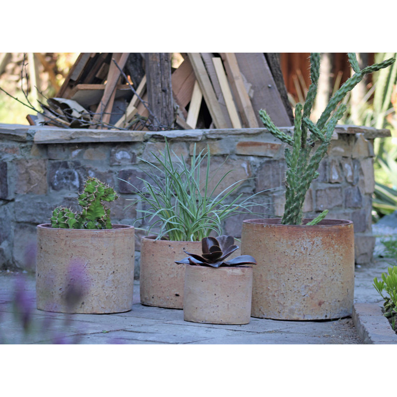 Pots de fleurs cylindriques moyens en terre cuite, lot de 4 - Intérieur/Extérieur, Atlantis Sky