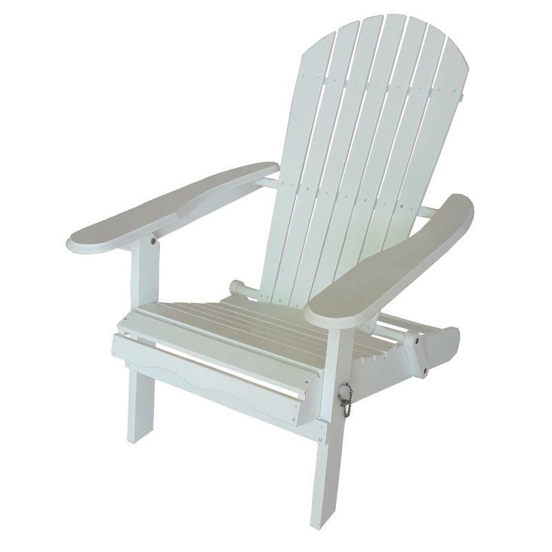 Albright Acacia Foldable Outdoor Adirondack Chair, White