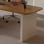 Bureau à 3 tiroirs brun + beige-blanc en L massif + bois manufacturé + verre-2118133781-2118133803