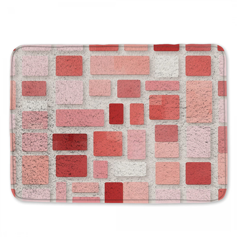 Tapis de bain rouge et rose, L 34 po x L 21 po