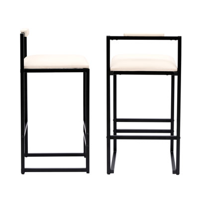 Ensemble de 2 tabourets de bar Minimalist, crème et noir pour îlot de cuisine
