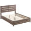Très grand lit en chêne oriental avec tête de lit à lattes et rangement pratique, lit d'appoint esthétique, structure en bois d'ingénierie, plateforme prête pour le matelas