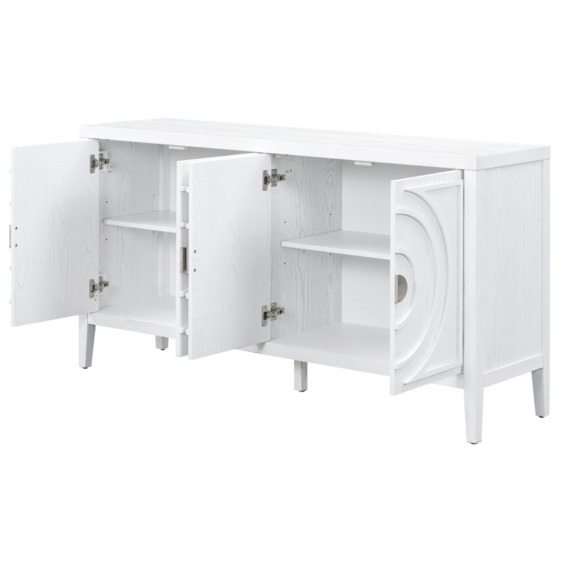 White Retro Sideboard With Design, Adds A Unique Touch To Your Living Area Stylish Sideboard, Fashionable Element Home Storage