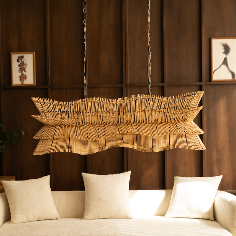 Luminaire suspendu en rotin Robin, Naturel, Beige