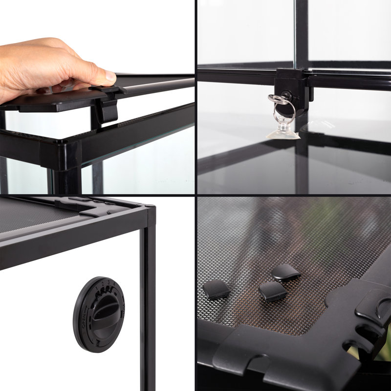16'' x 16'' x 30'' Black Glass Reptile Terrarium