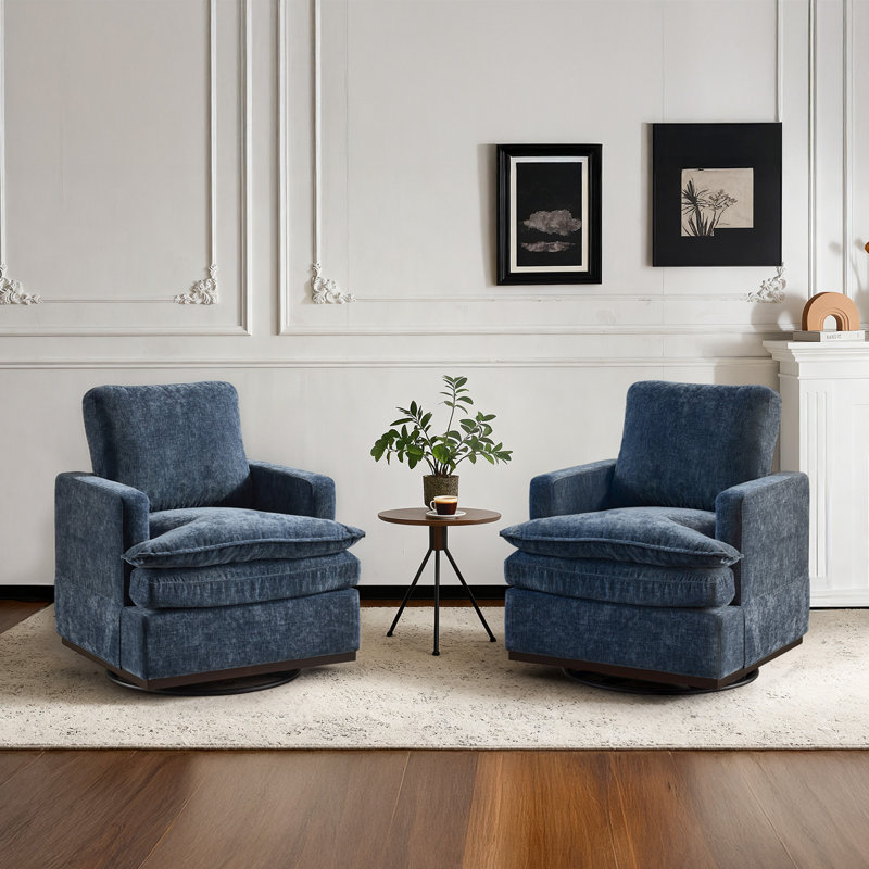 Swivel Mid-Century Modern Accent Armchair, Blue