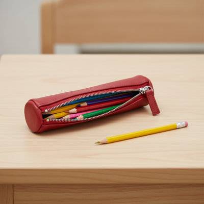 Porte-stylo en cuir | Organisateur de bureau - rouge