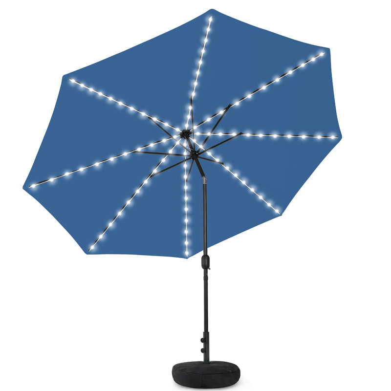 Parasol de patio avec base, Marine, H 98 po x l 120 po x P 120 po