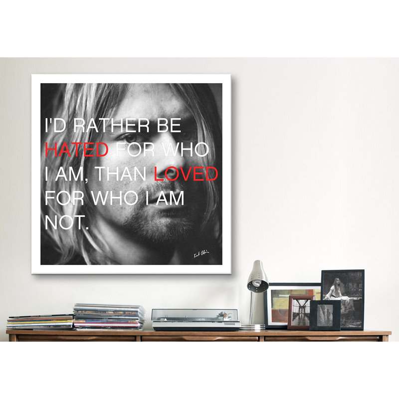 «Icon, Heroes and Legends», citation de Kurt Cobain, reproduction de photo sur toile, H 26 po x l 26 po x P 0,75 po