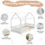 Lit de maison en bois massif avec garde-corps, lit de sol Montessori pour enfants, base de lit pour tout-petit à lattes avec profil bas, blanc-1149089272