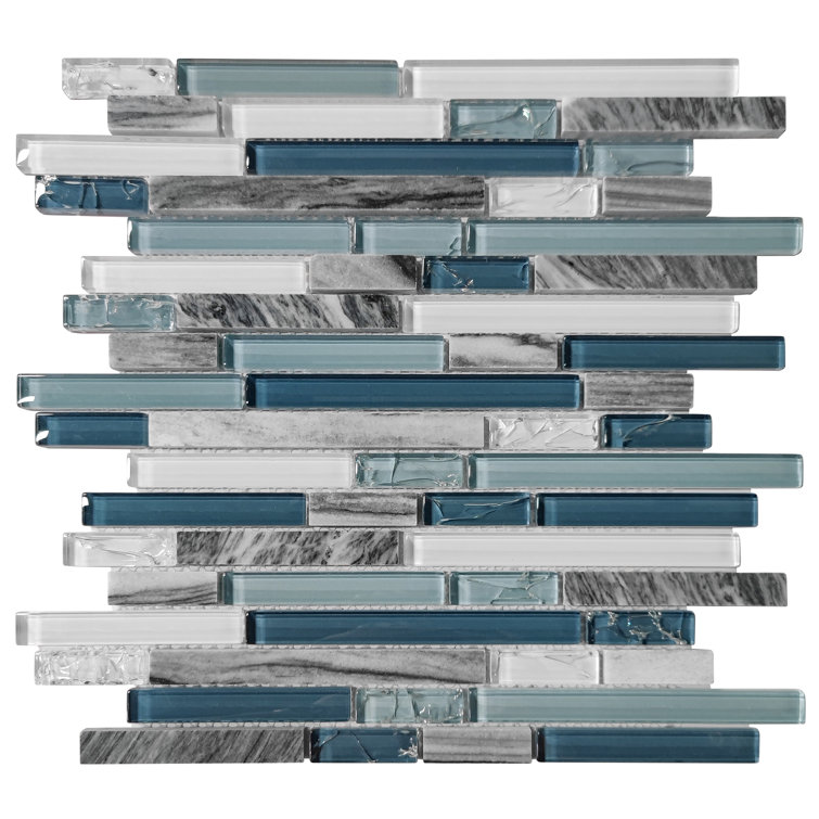 WS Tiles Twilight Series Random Sized Linear Aluminum/Glass Tile in Gray - 10 Square Feet Carton, Size: 12 inch x 12 inch