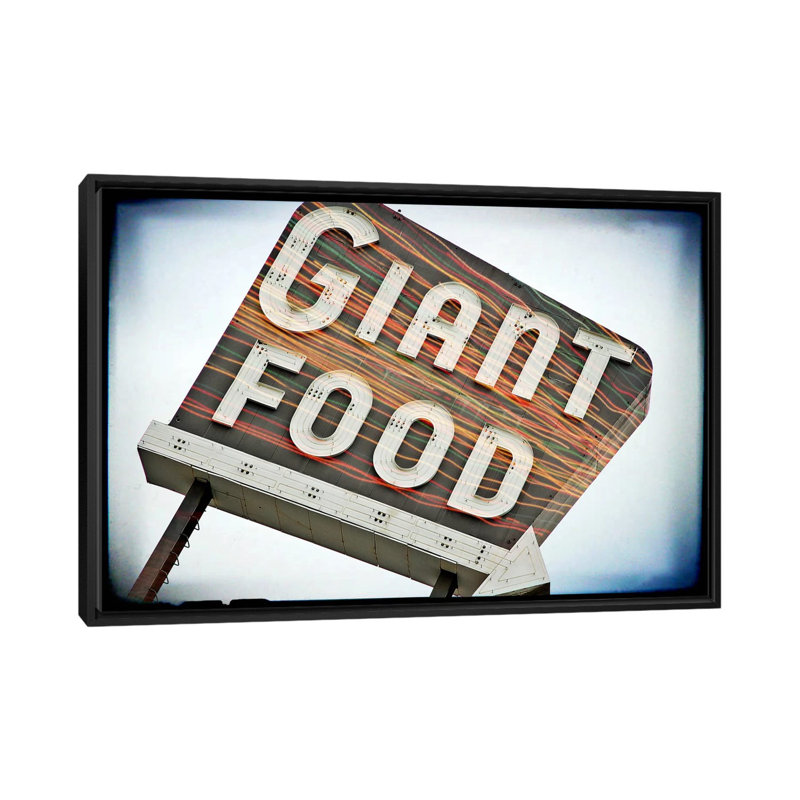 « rétro géant », impression sur toile tendue, "enseigne food snodgrass", H 18 po x l 26 po x P 1,5 po, Pas de tapis