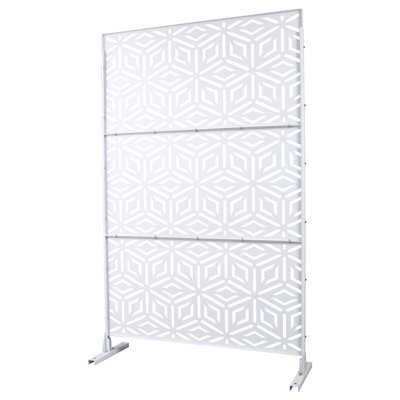 Panneau d'intimité en acier pour l'extérieur et l'intérieur H 76 po x l 48 po en blanc