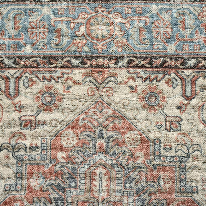 Kiley Machine Washable Traditional Oriental Area Rug, Rust, Runner 2'3" x 7'3"